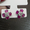 1.78ctw Natural Diamond 1.07ctw Natural Ruby Friction Back Earrings In Platinum