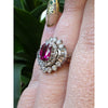 Stunning No Heat Natural Eye Clean 1.02ctw Ruby & 1.18ctw Diamond Ring In Platinum GIA Report