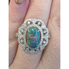 Natural Australian 2.65ctw Black Opal Ring With .92ctw Diamond Accents In Platinum 8.70g