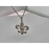 Fleur-de-lis Pendant 16mm x 15mm With .1ctw Diamond Accents & Necklace Both In 14kt White Gold