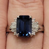Natural Emerald Cut 3.07ctw Sapphire With .2ctw Diamond Accents & Platinum Ring