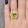 Le Vian 5ctw Peridot Ring With .75 White & .3ctw Chocolate Diamond Accents In 18kt Yellow Gold Weighing 10g
