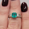 Natural 1.2ctw Emerald With .4ctw Accent Diamonds In Platinum Ring