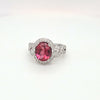 3ctw Rubellite Tourmaline With Diamond Accents & 14kt White Gold Ring